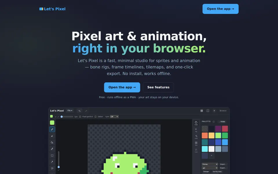 Let’s Pixel home page
